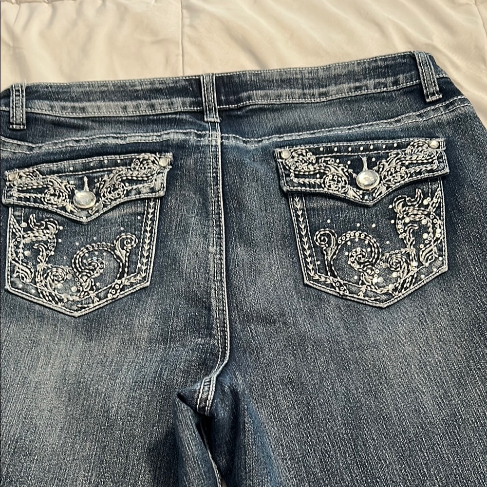 Cato Women's Boot Cut Blue Jeans with Bling - Picture 4 of 6